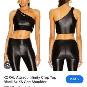 Koral Black Asymmetrical Sleeveless Crop Tank